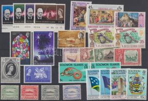Salamon szigetek Gyűjtemény rész 51 klf bélyeg, közte sorok + 1 blokk, 2 steklapon, Solomon Islands 51 diff. stamps with sets + 1 block on 2 stock card