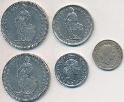 Svájc 1955B 5R Cu-Ni + 1990B 10R Cu-Ni + 1970. 1Fr Cu-Ni + 1988-1991B 2Fr Cu-Ni 1990B 10R Cu-Ni + 19...