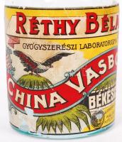 Réthy Béla Gyógyszerészi laboratoriuma China vasbor címkés üvege, m: 21 cm