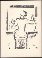 Molnár C. Pál (1894-1981): Telefonos kisasszony, kis szériás ofszet-karton, 29x21 cm