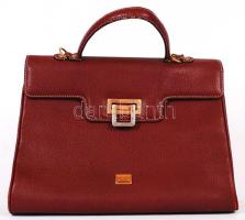 Olasz női bőr retro táska, kissé kopott, 35x25 cm