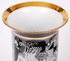 Arcok. Szász Endre által tervezett Hollóházi porcelán váza, hibátlan, jelzett / 
Faces. Designed by ...