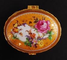 Ékszertartó dobozka, jelzés nélkül, matricás, réz szerelékkel, hibátlan, eredeti dobozában, 7,5×5 cm