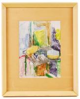 Szentiványi Lajos (1909-1973): Csendélet. Vegyes technika, papír, jelzett, üvegezett keretben, 27×21...