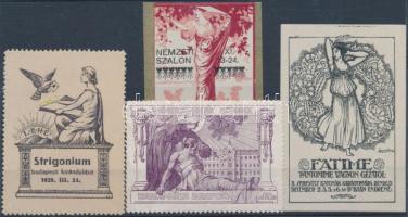 3 klf levélzáró (kiállítási is) az 1920-as évekből + 1 Budapest Irgalomház segélybélyeg