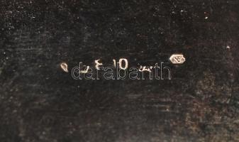 Díszes ezüst (Ag) fűszertartó pár csiszolt üvegbetéttel, a kettő közül az egyiken csorbával, német j...