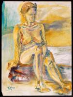 Tremo jelzéssel: Női akt. Olaj, farost, 40×54 cm