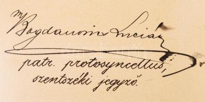 1896 Szerb orthodox plébános részére piros őv viselését engedélyező oklevél. Szerb eredeti és magyar...