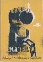 1948 A spanyol Köztársaság 17 évfordulója, Tömpe István részére címzett képeslap, A Magyar-Spanyol Társaság kiadása / Anniversary of the Spanish Republic(fl)