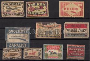 cca 1910-1920 10 db régi gyufacímke különböző országokból