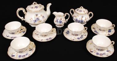 Zsolnay búza virág mintás teás készlet, kézzel festett, jelzett, hibátlan