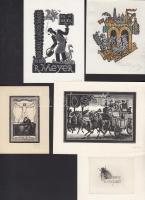 8 db külföldi ex libris, 8 db jelzett: Fingestein, Gaudaen, Kislinger, Meyer, Severin, Stauf, Zetti, Sabattini