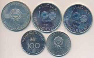 1980. 100Ft "Szovjet-magyar közös űrrepülés" + 1982. 100Ft "Labdarúgó Világbajnokság" + 1985. 100Ft "Labdarúgó Világbajnokság - Mexikó" (2x) + 1990. 100Ft "SOS Gyermekfalu" T:BU,PP