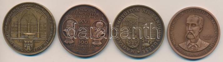 Kelemen Kristóf (1922-2001) 1981. "MÉE XI. Vándorgyűlése - Sárospatak / Perényi Péter - Lórántffy Zsuzsanna" Br emlékérem (42mm) + Garamkeszi János (1936-) 1983. "MÉE XIII. Vándorgyűlése Salgótarján / Madách Imre - Az Ember tragédiája" Br emlékérem (42,5mm) + Bognár György (1944-) 1984. "MÉE XIV. Vándorgyűlése Gyöngyös / Gyöngyös alapításának 650. évfordulója" Br emlékérem (42,5mm) + Lapis András (1942-) 1986. "MÉE XVI. Vándorgyűlés / Buda visszafoglalásának 300. évfordulója" Br emlékérem (42,5mm)  T:1