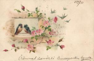 1899 Flower, birds, litho (EK)