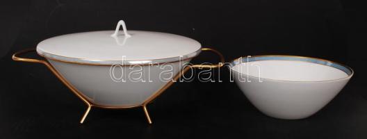 Rosenthal porcelán levesestál és tésztatartó fedéllel és állvánnyal, hibátlan, jelzett, d: 19 és 23 cm