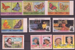 Tuvalu-Funafuti, -Nui, - Vaitupu 16 klf bélyeg, közte 1 sor, Tuvalu-Funafuti, -Nui, - Vaitupu 16 diff. stamps with 1 set