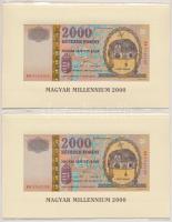 2000. 2000Ft "Millennium" (4x) egymásutáni sorszámmal, eredeti díszcsomagolásban, tájékozt...