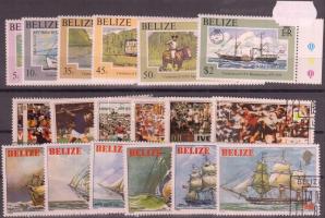 Belize 79 stamps with sets on 2 stock cards Belize Kis tétel 79 db bélyeg, benne sorok, 2 stecklapon