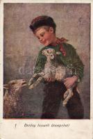 Easter, lambs, boy