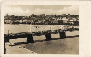 1952 Budapest, Kossuth híd, automobile, gőzhajó (EK)