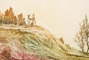 Gross Arnold (1929-): Május. Színezett rézkarc próba, papír, jelzett, 16×38 cm