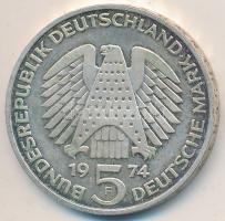 NSZK 1974F 5M Ag "25 éves az Alkotmány" T:exPP GFR 1974F 5 Mark Ag "25th Anniversary - Constitutional Law" C:exPP