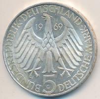 NSZK 1969G 5M Ag "Theodor Fontane" T:exPP GFR 1969G 5 Mark Ag "Theodor Fontane" C:exPP