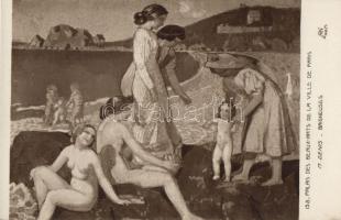 Palais des Beaux-Arts de la Ville de Paris, Baigneuses / erotic nude art postcard s: M. Denis
