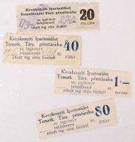 cca 1920 Kecskeméti Ipartestület Temetk. Társ. által kibocsátott 4 db segélybélyeg