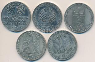 NSZK 1979-1981. 5M 5xklf emlékkiadás T:2 GFR 1979-1981. 5 Mark 5xdiff commemorative issue C:XF