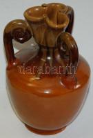 Különleges kialakítású jelzés nélküli kerámia váza, hibátlan, 21 cm