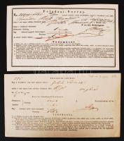 1846-1849 Pest, 2 db magyar nyelvű feladási vevény (cs. kir. szekérposta, valamint Pestről Ungvárra)
