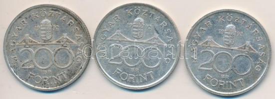 1992. 200Ft Ag "MNB" (3x) T:2- Adamo F13
