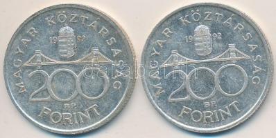 1992. 200Ft Ag "MNB" (2x) T:2- Adamo F13