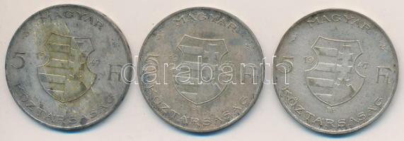 1947. 5Ft Ag "Kossuth" (3x) T:2-,3 Adamo F8.1