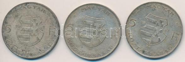 1947. 5Ft Ag "Kossuth" (3x) T:2- Adamo F8.1