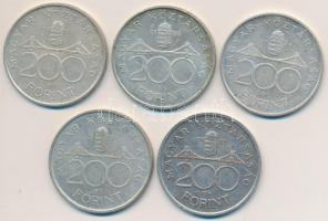 1992-1994. 200Ft Ag "MNB" (2x) + "Deák" (3x) T:2-