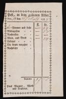 1784 Bp. V., Az Arany Sas Szálloda számlája