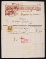 1891 Bp. IX., Kotzó Pál gépészmérnök által kiállított díszes fejléces számla 1kr okmánybélyeggel
