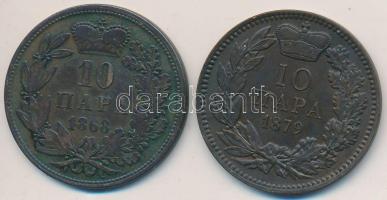 Szerbia 1868-1879. 10P (2x) T:2,2-,3 Serbia 1868-1879. 10 Para (2x) C:XF,VF,F