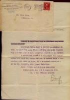 1914 A Philadelphiai osztrák konzulátus levele a háborúba jelentkező amerikai magyar önkéntesnek, boríték tartalommal