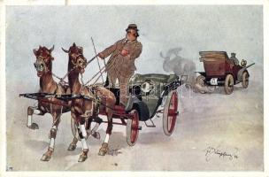 Carriage versus automobile humour, B.K.W.I. 555-5 s: Schönpflug (small tear)