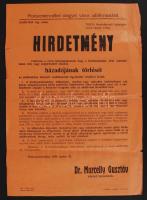 1944 Pestszenterzsébet, Hirdetmény bombakárosult házak házadójának törléséről, 41x30 cm