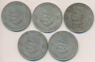 1947. 5Ft Ag "Kossuth" (5x) T:2- Adamo F8.1