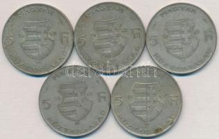 1947. 5Ft Ag "Kossuth" (5x) T:2- Adamo F8.1