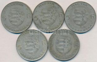 1947. 5Ft Ag "Kossuth" (5x) T:2- Adamo F8.1