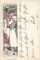 1898 Hektors Abschied / Farewell, couple, kiss, Hirth's Jugend series II. 6. s: J. Damberger (EK)