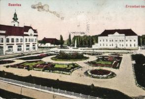 Szentes, Erzsébet tér, hátoldalán 8 filléres Bevásárlási jegy