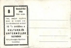 Szentes, Erzsébet tér, hátoldalán 8 filléres Bevásárlási jegy